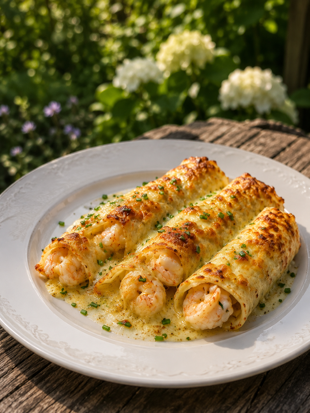 Cheesy Shrimp Cannelloni Rolls
