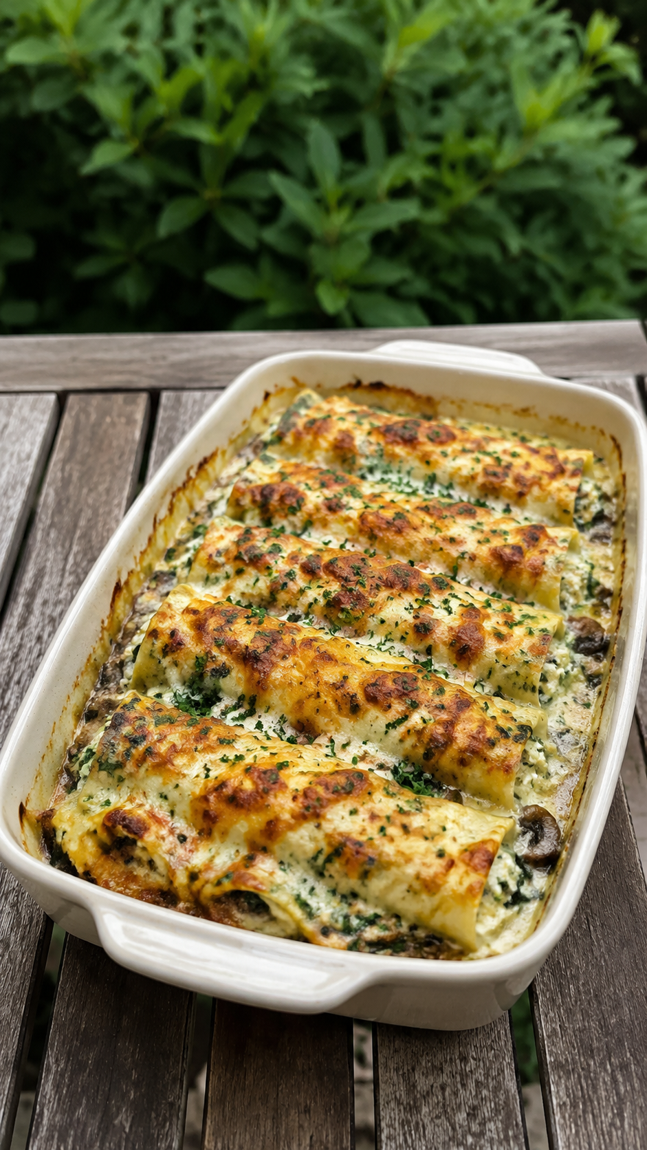 Spinach Mushroom Cannelloni Bake