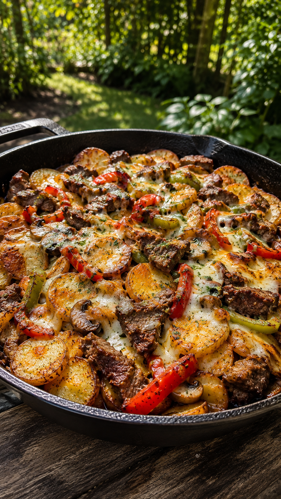 Crispy Cheesesteak Potato Skillet